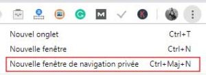 فتح علامة تبويب التصفح المتخفي